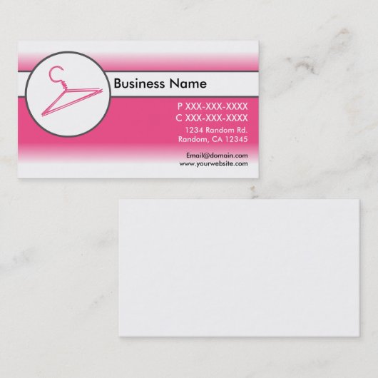 Roze witte fade kleding hanger visitekaartjes (Voorkant / Achterkant)