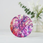 ROZE WITTE FANCY HART KRULLEN Bloemig Monogram Kaart (Staand voorkant)