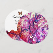 ROZE WITTE FANCY HARTEN Bloemig Monogram Kaart (Voorkant / Achterkant)