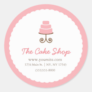 Roze & Witte Fantasie Cake Bakkerij Sticker Label