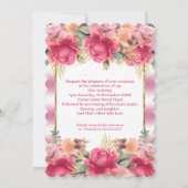  roze witte feestdag bloemen bloemen kaart (Achterkant)