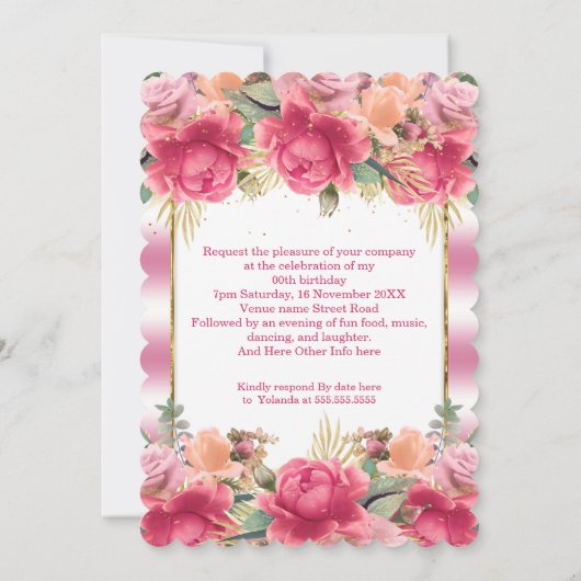  roze witte feestdag bloemen bloemen kaart (Achterkant)