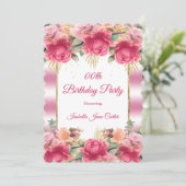  roze witte feestdag bloemen bloemen kaart (Staand voorkant)