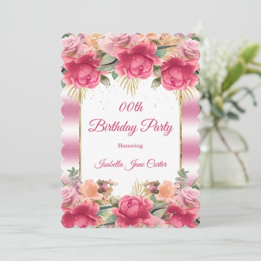  roze witte feestdag bloemen bloemen kaart (Staand voorkant)