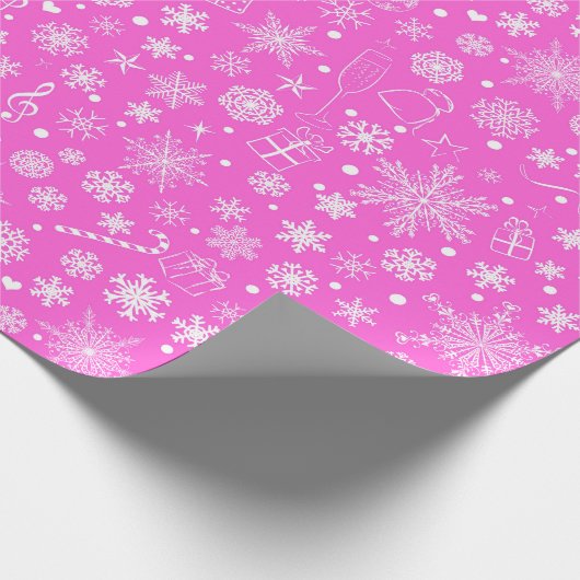 roze witte feestdag cadeaupapier (Hoek)