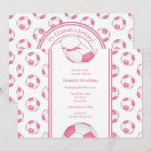 roze witte feestdag of teamparty voor voetbalvoetb kaart (Voorkant / Achterkant)