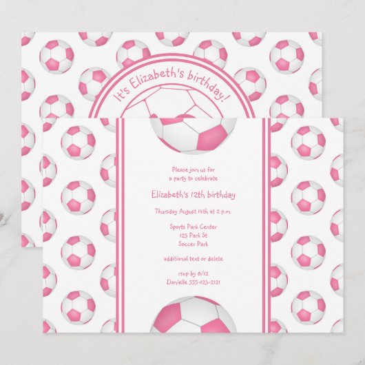 roze witte feestdag of teamparty voor voetbalvoetb kaart (Voorkant / Achterkant)