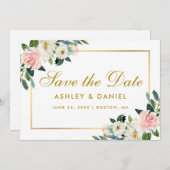 Roze witte flacon met de datum Gold Kaart (Voorkant / Achterkant)