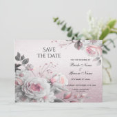 Roze, witte flacon, sla de datum op save the date (Staand voorkant)