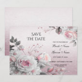 Roze, witte flacon, sla de datum op save the date (Voorkant / Achterkant)