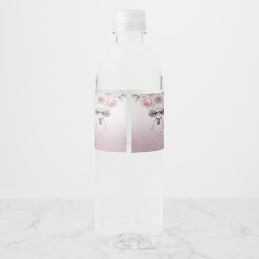 Roze witte flacon Water Etiket (Achterkant)