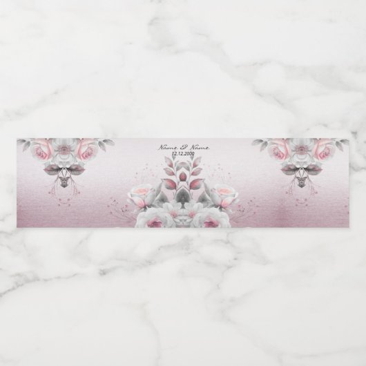 Roze witte flacon Water Etiket (Enkel label)