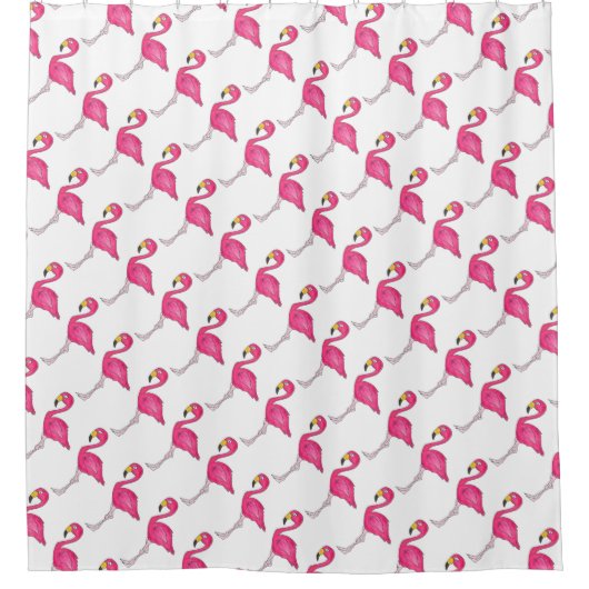 Roze witte flamingo Flamingos Bird Curtain Douchegordijn (Voorkant)