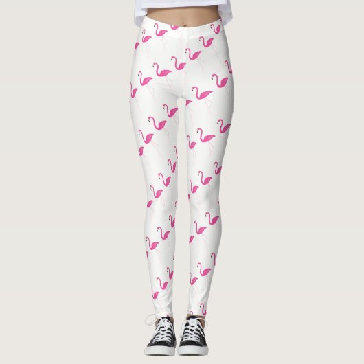 Roze & Witte Flamingo Leggings (Voorkant)