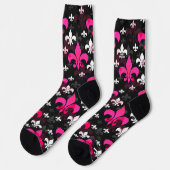 Roze Witte Fleur De Lis Sokken (Links)