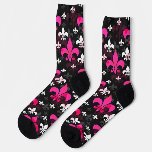 Roze Witte Fleur De Lis Sokken (Links)