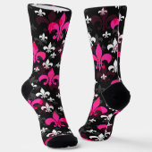 Roze Witte Fleur De Lis Sokken (Gebogen)