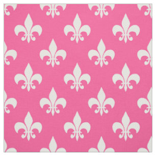 Roze Witte Fleur-de-lis Textiel Stof
