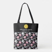  roze witte flora Aangepaste Pickleball Paddle Tote Bag (Achterkant)