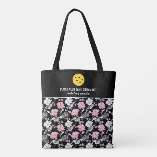 roze witte flora Aangepaste Pickleball Paddle Tote Bag (Achterkant)