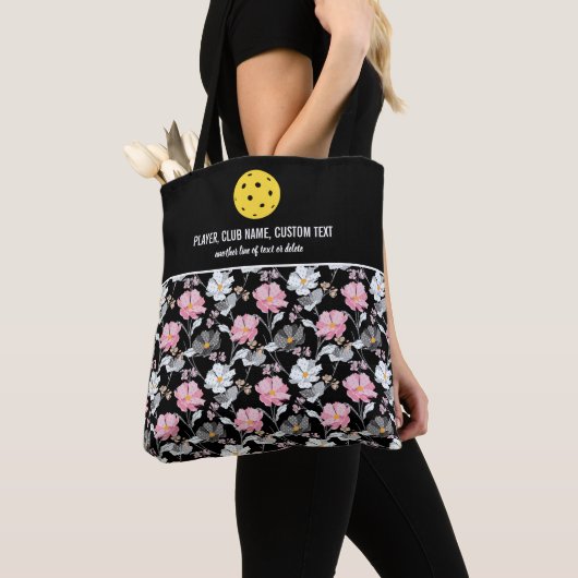  roze witte flora Aangepaste Pickleball Paddle Tote Bag (Dichtbij)