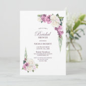 Roze witte flora Bridal Shower Invitation Kaart (Staand voorkant)