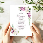 Roze witte flora Bridal Shower Invitation Kaart