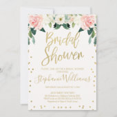 Roze witte flora Bridal Shower Uitnodiging (Voorkant)