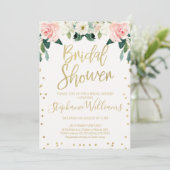 Roze witte flora Bridal Shower Uitnodiging (Staand voorkant)