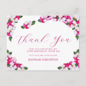 Roze Witte Floral 50ste verjaardag Dank u Briefkaart (Voorkant)