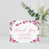  Roze Witte Floral 60ste verjaardag Dank u Briefkaart (Staand voorkant)