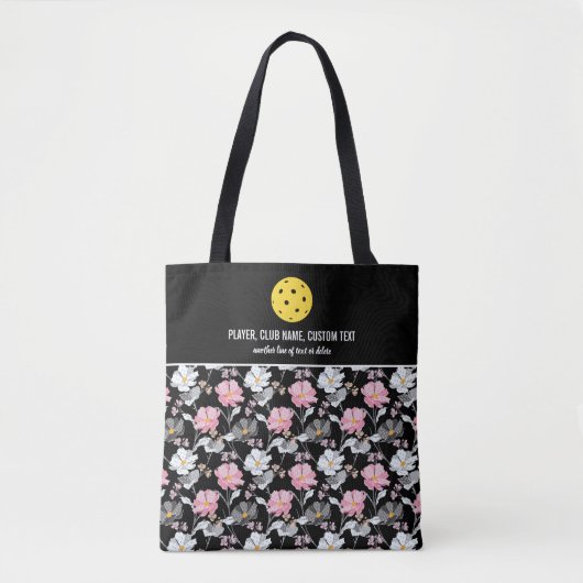  roze witte Floral Aangepaste Tennis Racket Tote Bag (Voorkant)