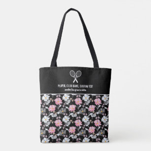 roze witte Floral Aangepaste Tennis Racket Tote Bag