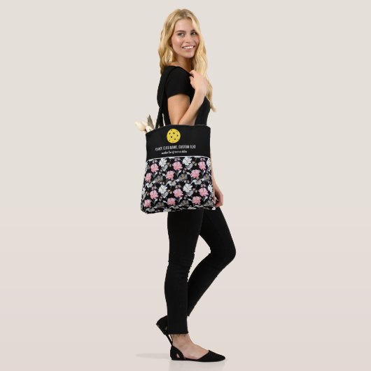 roze witte Floral Aangepaste Tennis Racket Tote Bag (Op model)