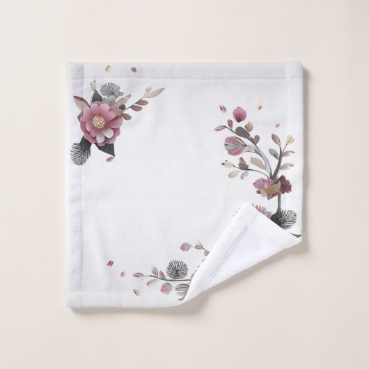 Roze witte Floral Bath Towel Set Bad Handdoek (Wasdoekje)