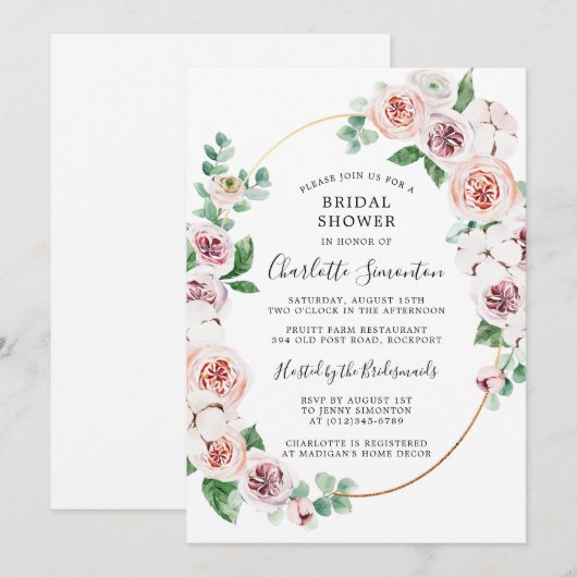 Roze witte Floral Eucalyptus Vrijgezellenfeest Kaart (Voorkant / Achterkant)