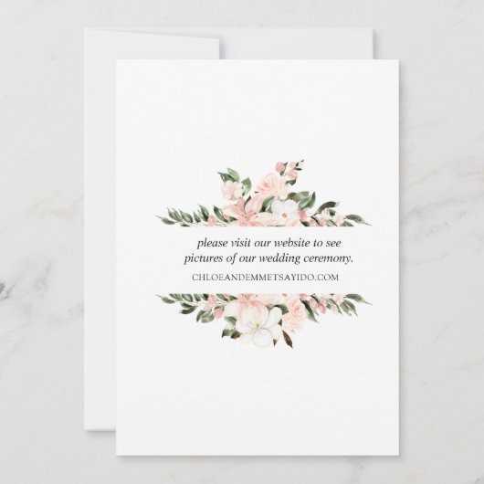 Roze witte Floral gewoon gehuwde lolling Aankondiging (Achterkant)