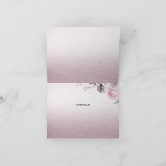 Roze witte Floral Hartelijk dank Bedankkaart (Binnen)