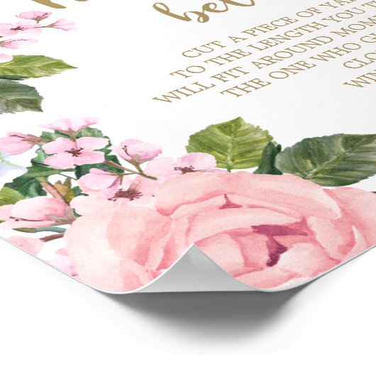 Roze witte Floral Hoe groot is mama's buik? Poster (Hoek)