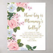 Roze witte Floral Hoe groot is mama's buik? Poster (Voorkant)