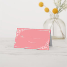 Roze witte Floral Lijst Aantal Plaats van de Naam  Plaatskaartje