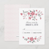 Roze witte  Floral RSVP-kaart RSVP Kaartje (Voorkant / Achterkant)
