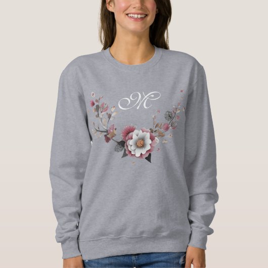 Roze witte Floral Sweatshirt (Voorkant)