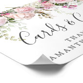 Roze witte Floral Weddenschappen en cadeaubonnen Poster (Hoek)