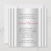 Roze Witte Foto Bat Mitzvah Kaart (Achterkant)