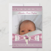 Roze witte foto Cross Baptisme Christening Kaart (Voorkant)