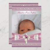 Roze witte foto Cross Baptisme Christening Kaart (Voorkant / Achterkant)