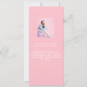 Roze witte foto leuke feiten verjaardagsmenu kaart (Achterkant)