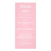 Roze witte foto leuke feiten verjaardagsmenu kaart (Voorkant)