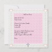Roze witte foto Lijst Jewel Cross Baptisme Kaart (Achterkant)